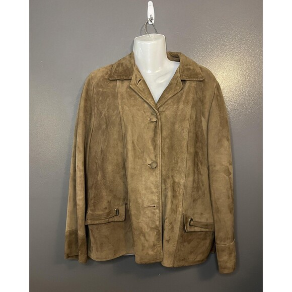 Vintage Suede Jacket Mens Medium Button Front Detachable Lining Classic 90s - Picture 1 of 9